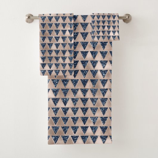 Indigo Glitter Silver Grey Metallic Pattern Design Bad Handdoek (Insitu)