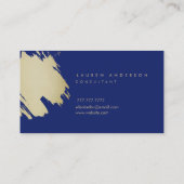 Indigo Gold Brushstrokes Chic Visitekaartje (Achterkant)