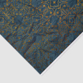 Indigo Gold Classic Elegant Damask Patroon Tissuepapier (Detail)