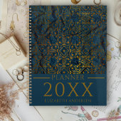 Indigo Gold Classic Elegant Damask Year Planner
