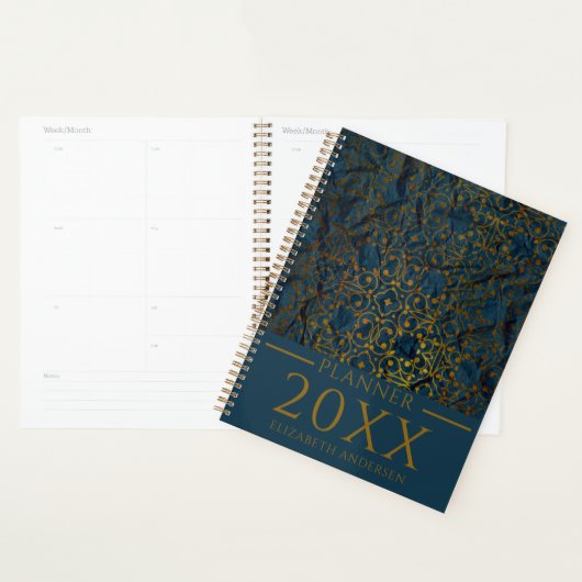 Indigo Gold Classic Elegant Damask Year Planner (Display)