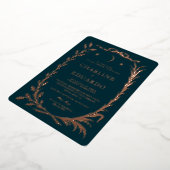 Indigo Gold Ivy Ornament  Wedding  Invitation Folie Uitnodiging (Gedraaid)
