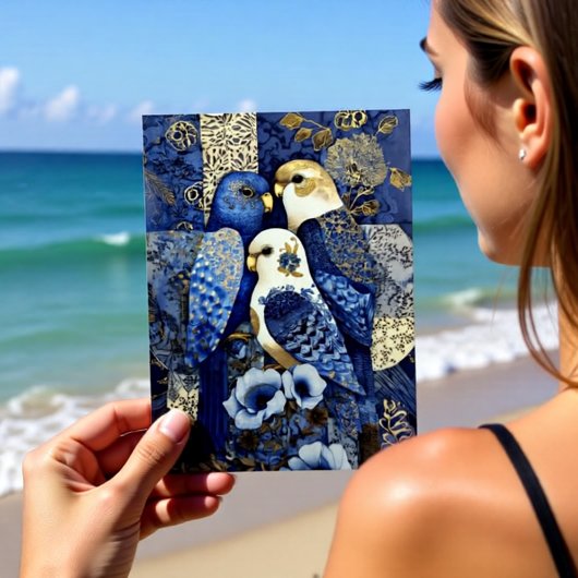 Indigo Golden Parakeets Briefkaart
