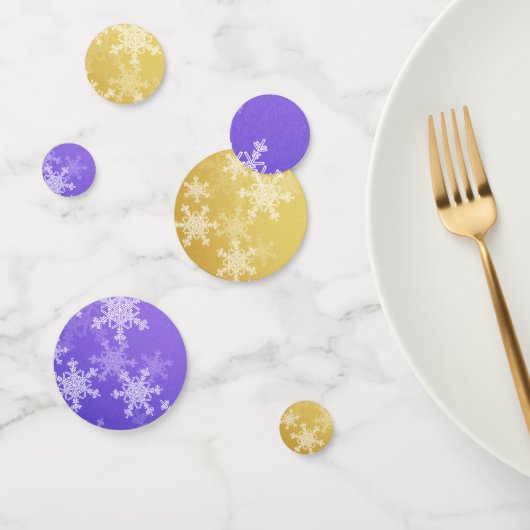 Indigo Golden Snowflakes Minimalistische Kerst Confetti (Groep)