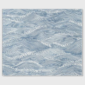 Indigo golflijn kunst cadeaupapier (Vlak)