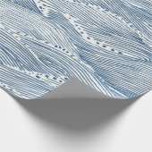 Indigo golflijn kunst cadeaupapier (Hoek)
