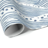 Indigo golflijn kunst cadeaupapier (Rol Hoek)