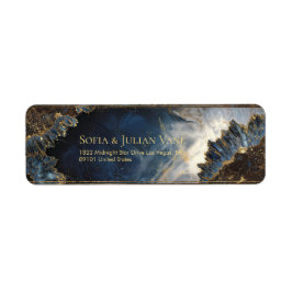 Indigo Goud Folie Kristal Geode Retouradres Etiket