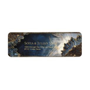 Indigo Goud Folie Kristal Geode Retouradres Etiket