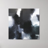 Indigo Gray Black Modern Abstracte penseelstreken Canvas Afdruk (Voorkant)