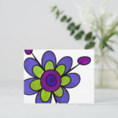 Indigo & Green Fun Flowers Briefkaart (Staand voorkant)