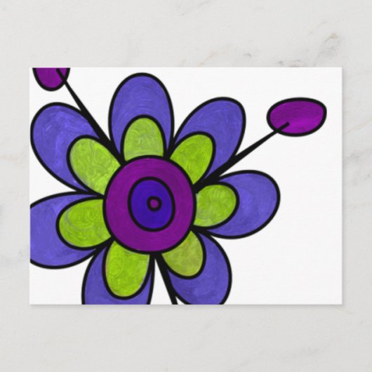 Indigo & Green Fun Flowers Briefkaart (Voorkant)
