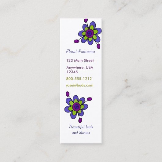 Indigo & Green Fun Flowers Mini Visitekaartje (Voorkant)