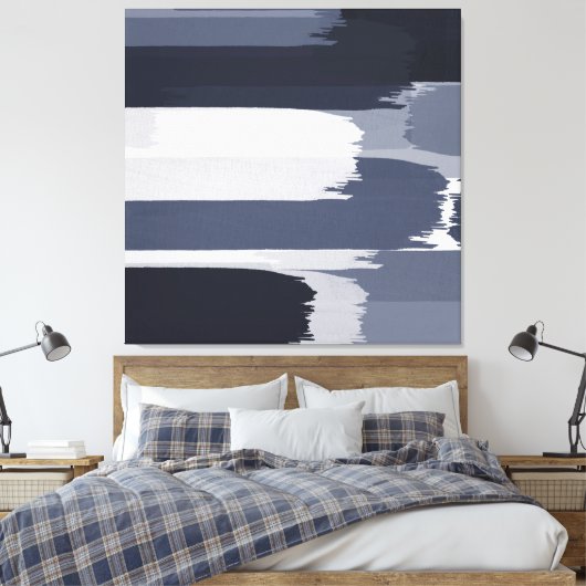 Indigo Grijze Blauwe Borstbedekking Canvas Afdruk (Insitu (Slaapkamer))
