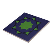 Indigo groene moroccan mosaic geometric pentagons tegeltje (Zijkant)