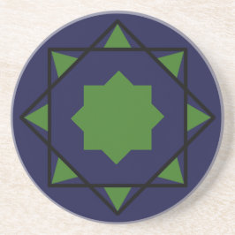 Indigo groene moroccan mosaic geometric pentagons zandsteen onderzetter