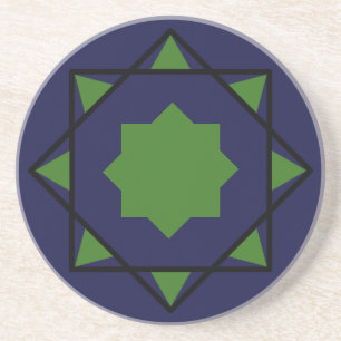 Indigo groene moroccan mosaic geometric pentagons zandsteen onderzetter