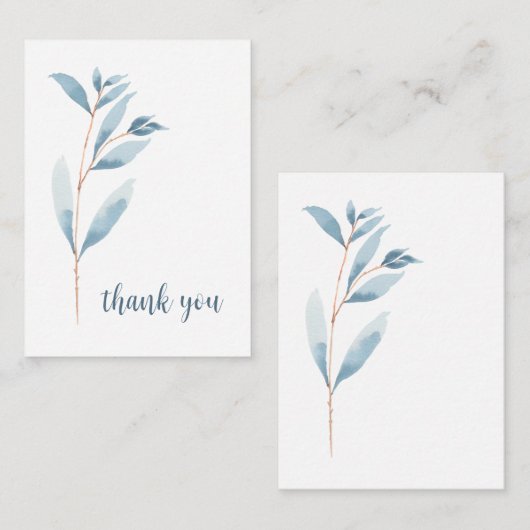 Indigo handgeschilderde waterverf botanische dank  notitiekaartje (Voorkant / Achterkant)