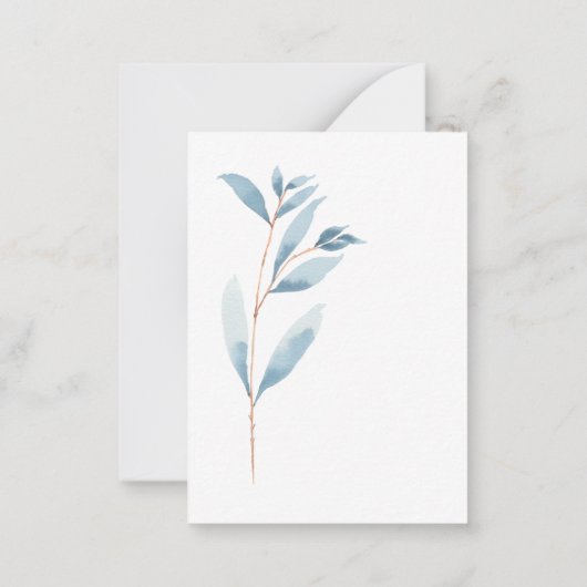 Indigo handgeschilderde waterverf botanische dank notitiekaartje (Achterkant)