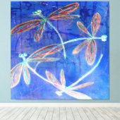 Indigo Haze Libelle Fladdert Canvas Afdruk (Insitu (Houten vloer))