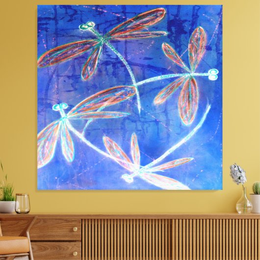Indigo Haze Libelle Fladdert Canvas Afdruk (Insitu (Woonkamer))