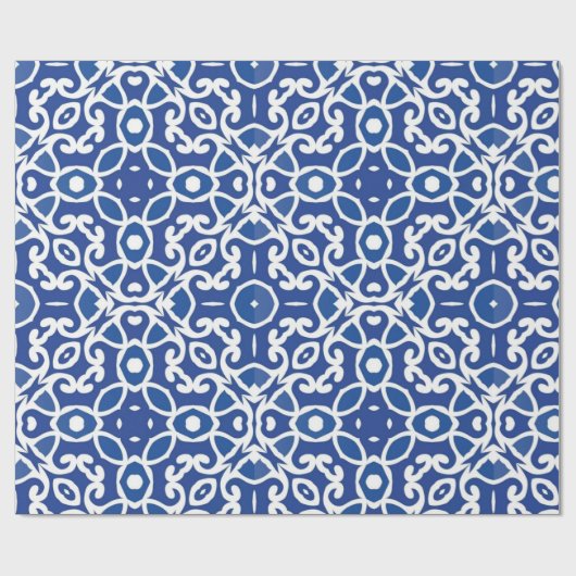 Indigo Heritage Classic Portuguese Geometric Cadeaupapier (Vlak)