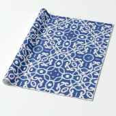 Indigo Heritage Classic Portuguese Geometric Cadeaupapier (Uitgerold)