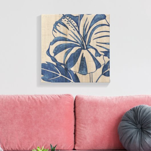 Indigo Hibiscus Canvas Afdruk (Insitu (Woonkamer))