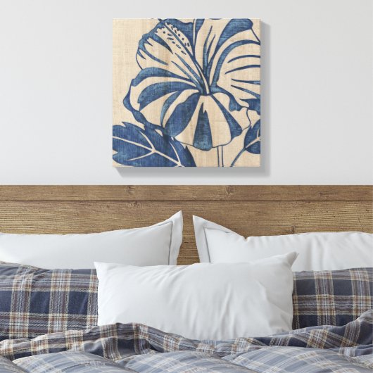 Indigo Hibiscus Canvas Afdruk (Insitu (Slaapkamer))