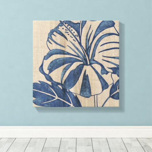 Indigo Hibiscus Canvas Afdruk (Insitu (Houten vloer))