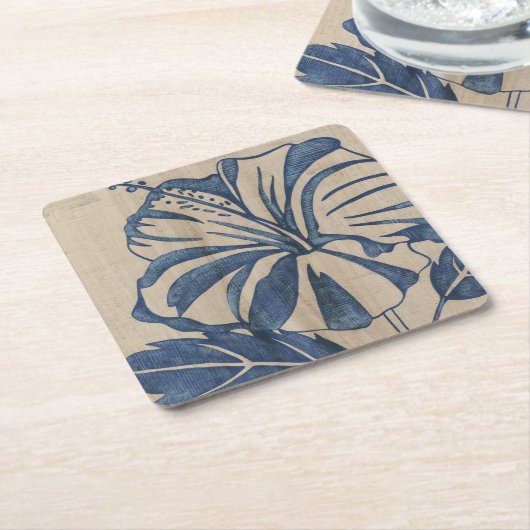 Indigo Hibiscus Kartonnen Onderzetters (Schuin)