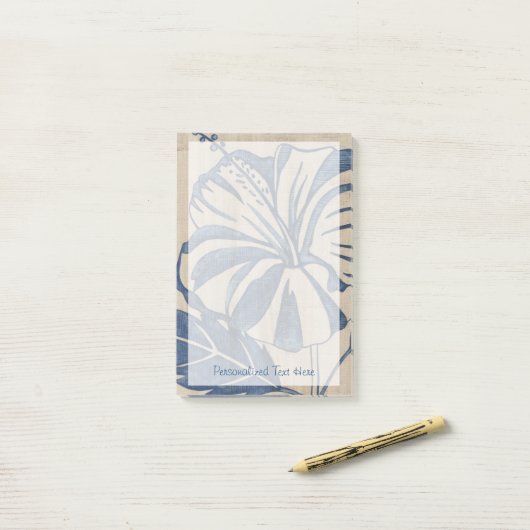 Indigo Hibiscus Post-it® Notes (Op bureau)
