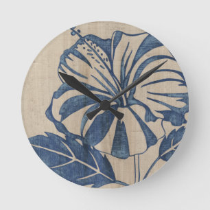 Indigo Hibiscus Ronde Klok