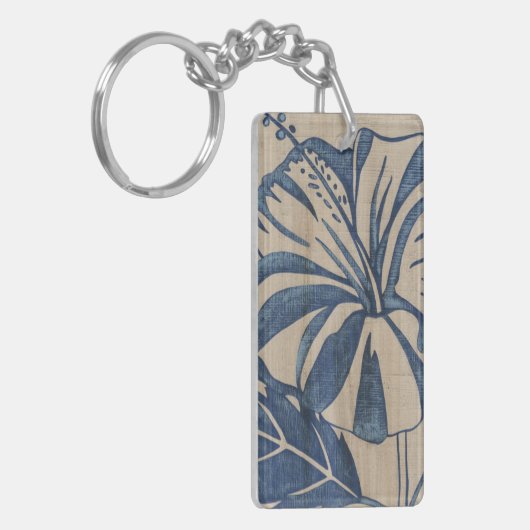Indigo Hibiscus Sleutelhanger (Voorkant Links)