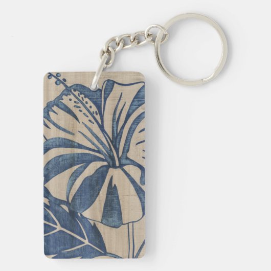 Indigo Hibiscus Sleutelhanger (achterkant)