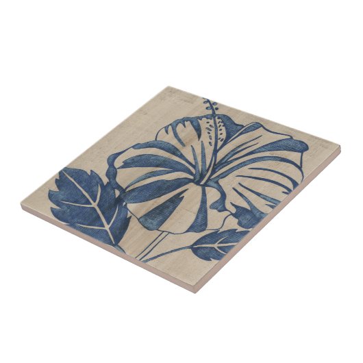 Indigo Hibiscus Tegeltje (Zijkant)