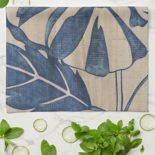 Indigo Hibiscus Theedoek (Gevouwen)