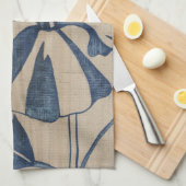 Indigo Hibiscus Theedoek (Quarter Fold)