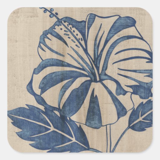 Indigo Hibiscus Vierkante Sticker (Voorkant)
