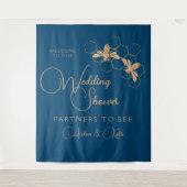 Indigo & Honeycomb Bodembruiloft Welkomstbord Wandkleed (Voorkant)