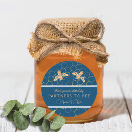 Indigo & Honeycomb Golden Bee Wedding Shower Ronde Sticker