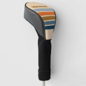 Indigo Horizon Over Strepen met Naam Golfheadcover (Schuin)