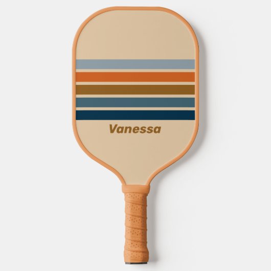 Indigo Horizon Over Strepen met Naam Pickleball Paddle (Voorkant)
