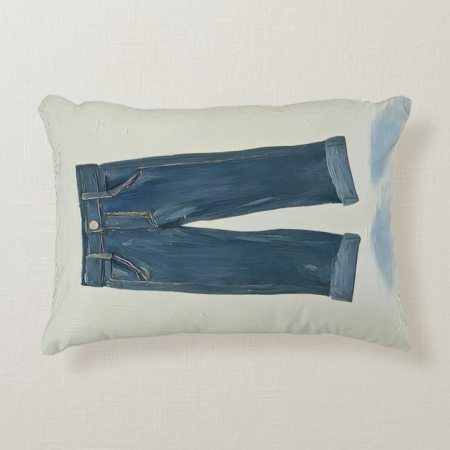 Indigo Icons Schilderachtige Denim Art Denimhead Accent Kussen (Voorkant)