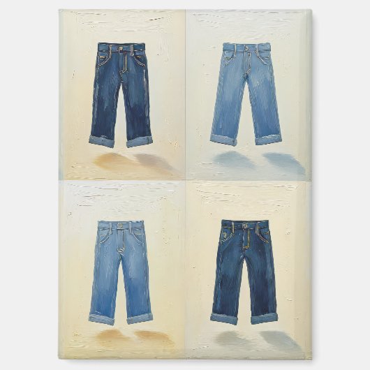 Indigo Icons Schilderachtige Denim Art Denimhead Magneet (Voorkant)