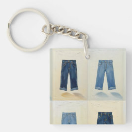 Indigo Icons Schilderachtige Denim Art Denimhead Sleutelhanger