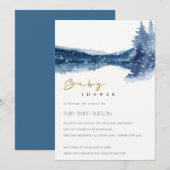 INDIGO INK BLUE MOUNTAIN LAKE BABY SHOWER INVITE BEDANKKAART (Voorkant / Achterkant)