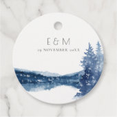 INDIGO INK BLUE MOUNTAIN LAKE MONOGRAM WEDING BEDANKJES LABELS (Voorkant)