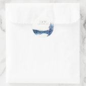 INDIGO INK BLUE MOUNTAIN LAKE MONOGRAM WEDING RONDE STICKER (Tas)