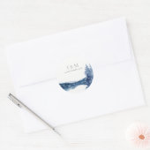 INDIGO INK BLUE MOUNTAIN LAKE MONOGRAM WEDING RONDE STICKER (Envelop)
